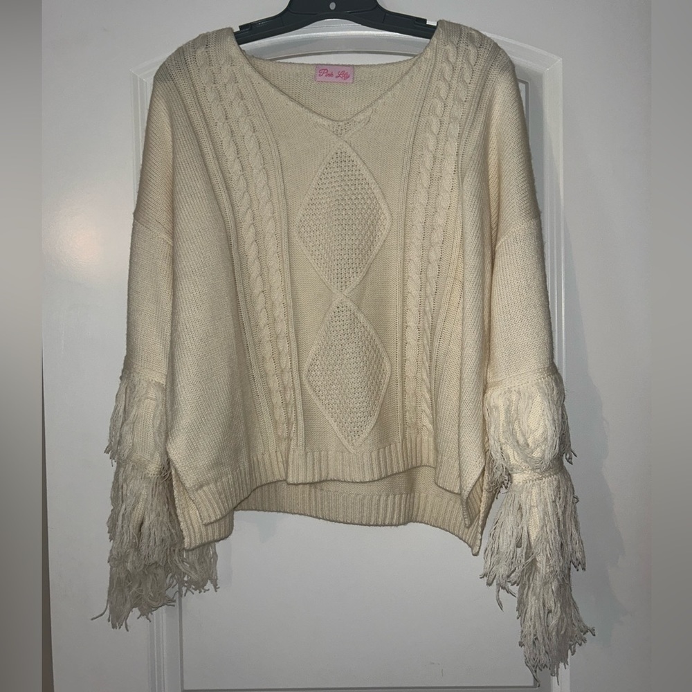 Pink Lily sweater, cream color, size small